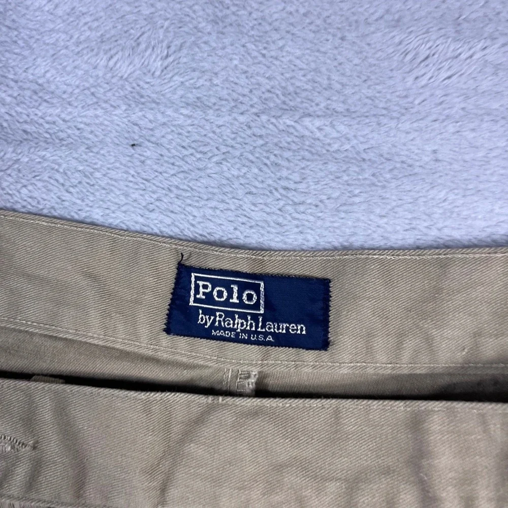 Polo Ralph Lauren Mens 42x30 Pleated Chino Pants Khaki Tan Made in USA Adjusters